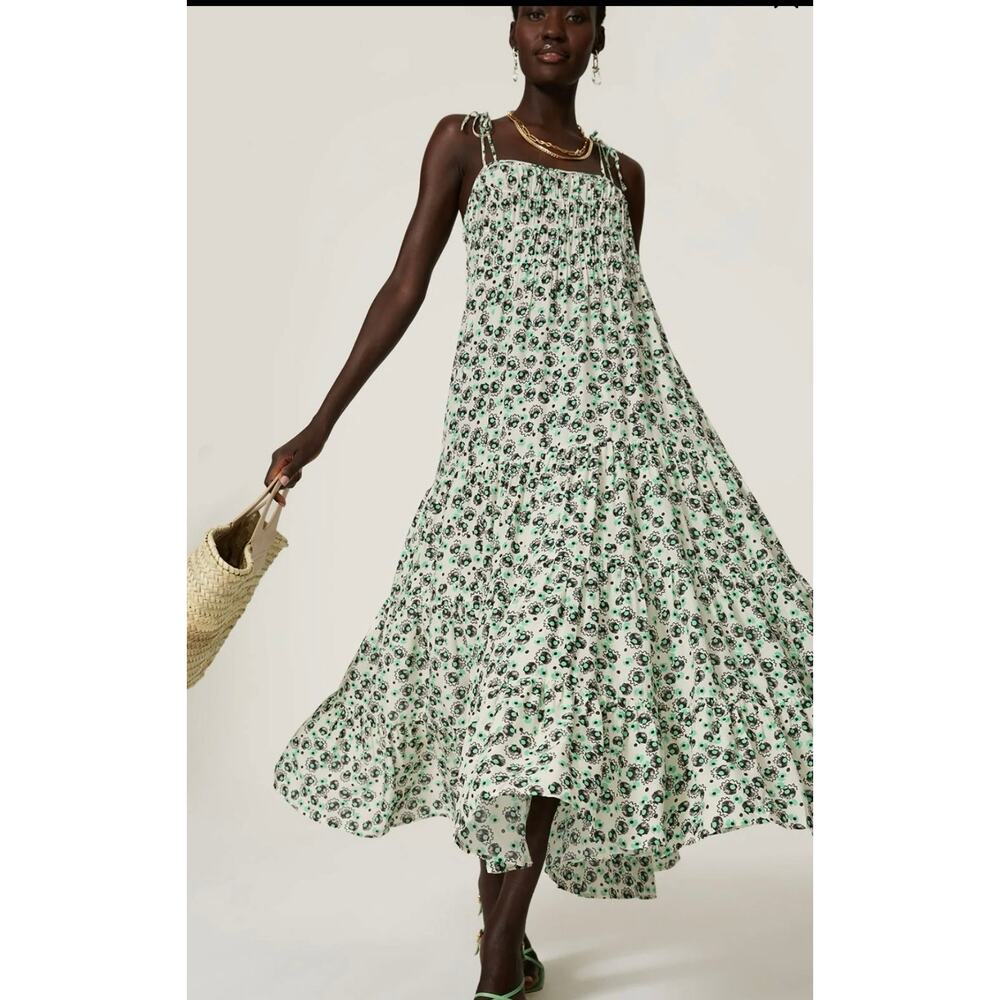 RIXO Herbie‎ Green Floral Print Long Maxi Tent Dress Sz 8 - Picture 3 of 15